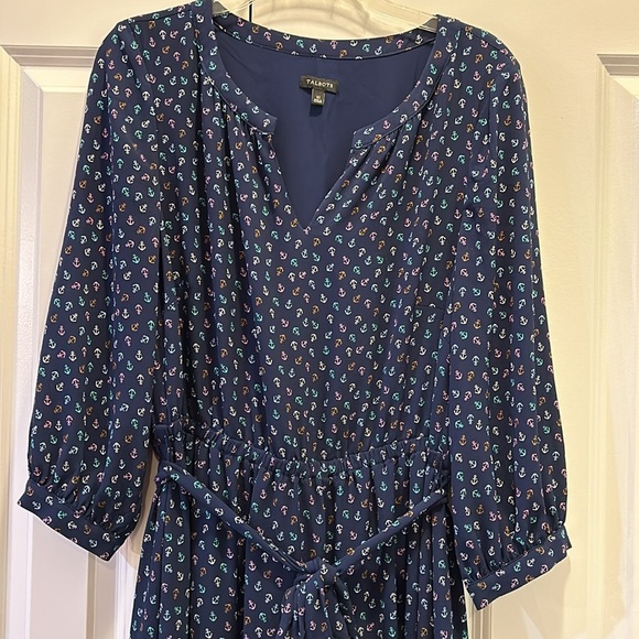 Talbots 3/4 sleeve Navy Anchor Dress - Picture 2 of 7